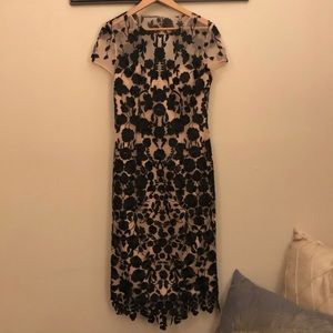 Black and Cream Floral Lace Dress
